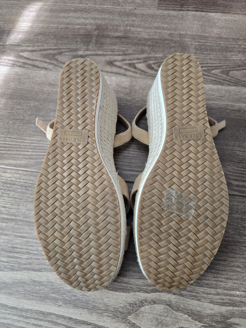 Cole Haan Sandals Womens 7 Tan Sesame CloudFeel Espadrille Wedge Comfort Boho - Picture 7 of 10
